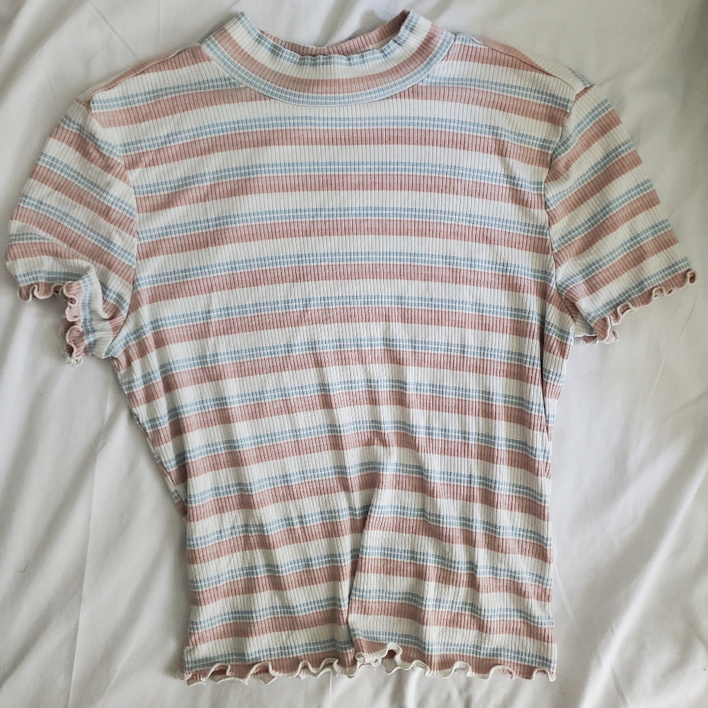 Striped Turtle Neck T-shirt